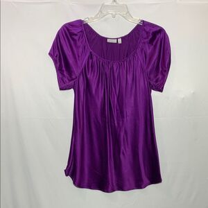 SEMANTIKS Silk Purple Women's Tops Scoop Neckline Short Sleeve sz 8